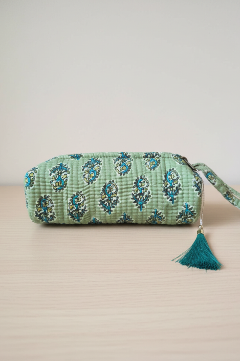 Estuches pequeño estampado telas Indias verde