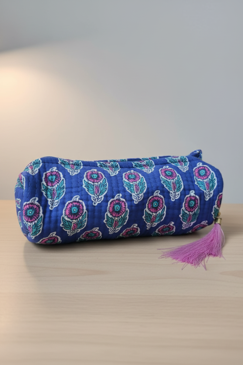 Estuches pequeño estampado telas Indias azule
