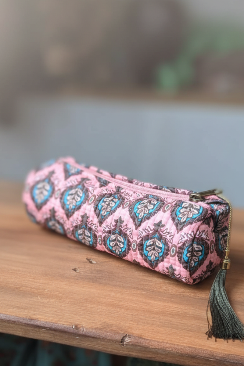 Estuches pequeño estampado telas Indias rosa