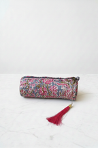 Neceser Pequeño Estampado Paisley Azul y Fucsia