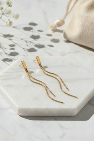 Pendientes Largos Doble Hilo Dorados