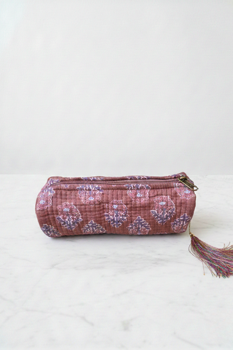 Neceser Pequeño Estampado Paisley Maquillaje y Gris