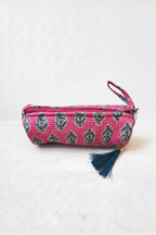 Neceser Pequeño Estampado Paisley Fucsia y azul