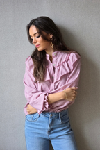 Camisa Cuello Mao Vichy Rosa - Estilo Elegante y Versátil