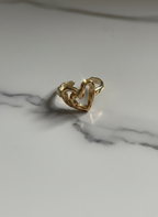 Anillo ajustable de corazón acero dorado