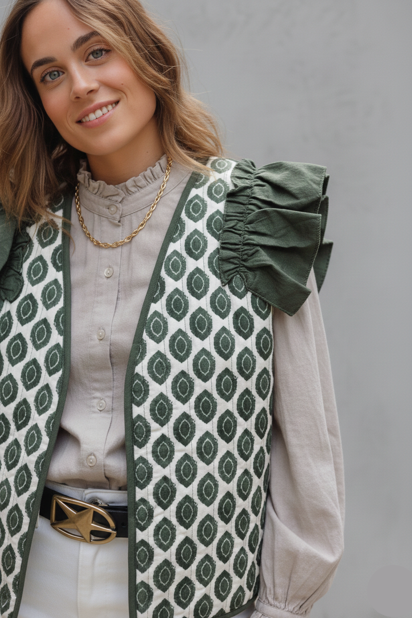 Chaleco amebas estampado verde bonito