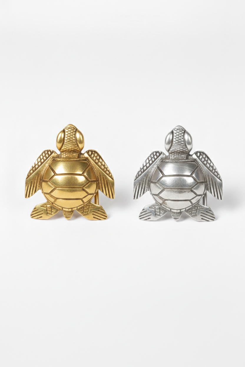 Hebilla plateada y dorada tortuga pequeña