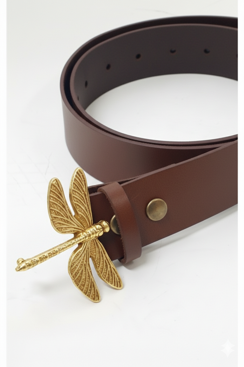 Hebilla plateada y dorada combinable libélula