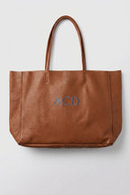 Bolso de piel shopping con cremallera camel