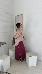 Falda larga con estrellas berenjena