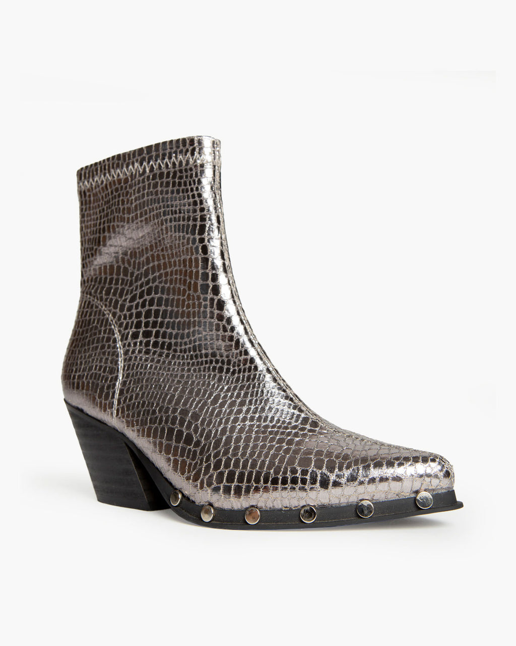 Botines plomo de tacón con tachas en la suela