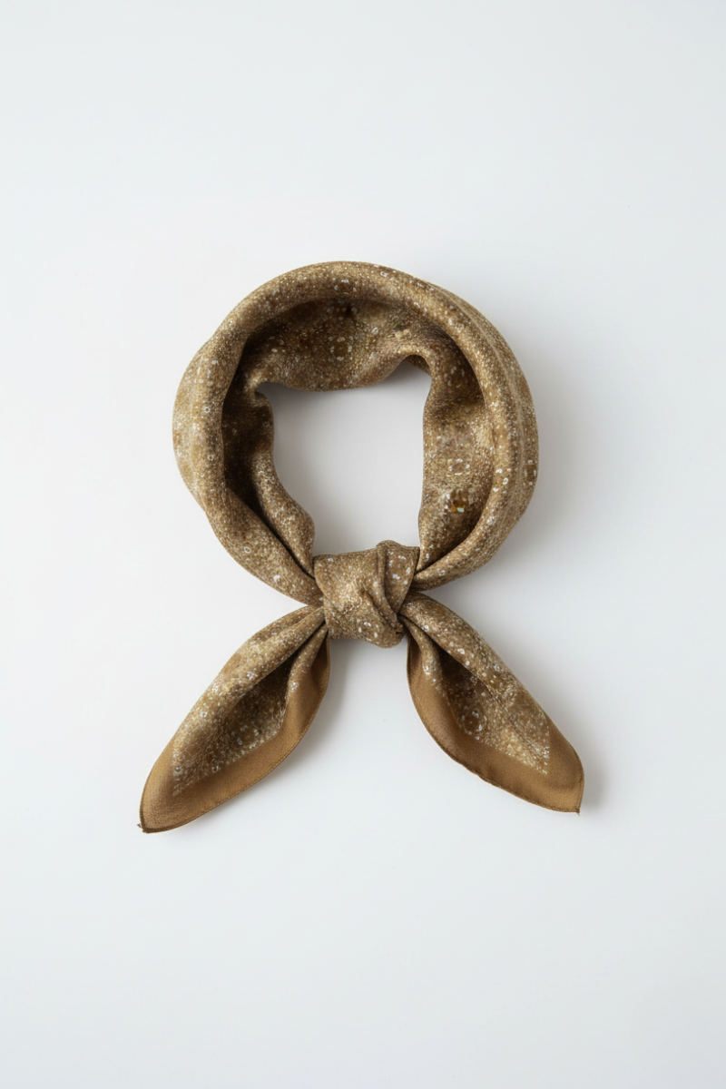 PAÑUELO ESTAMPADO CACHEMIR MOSTAZA