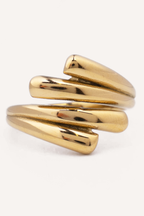 Anillo dorado de acero inoxidable ajustable, talla única, acabado brillante