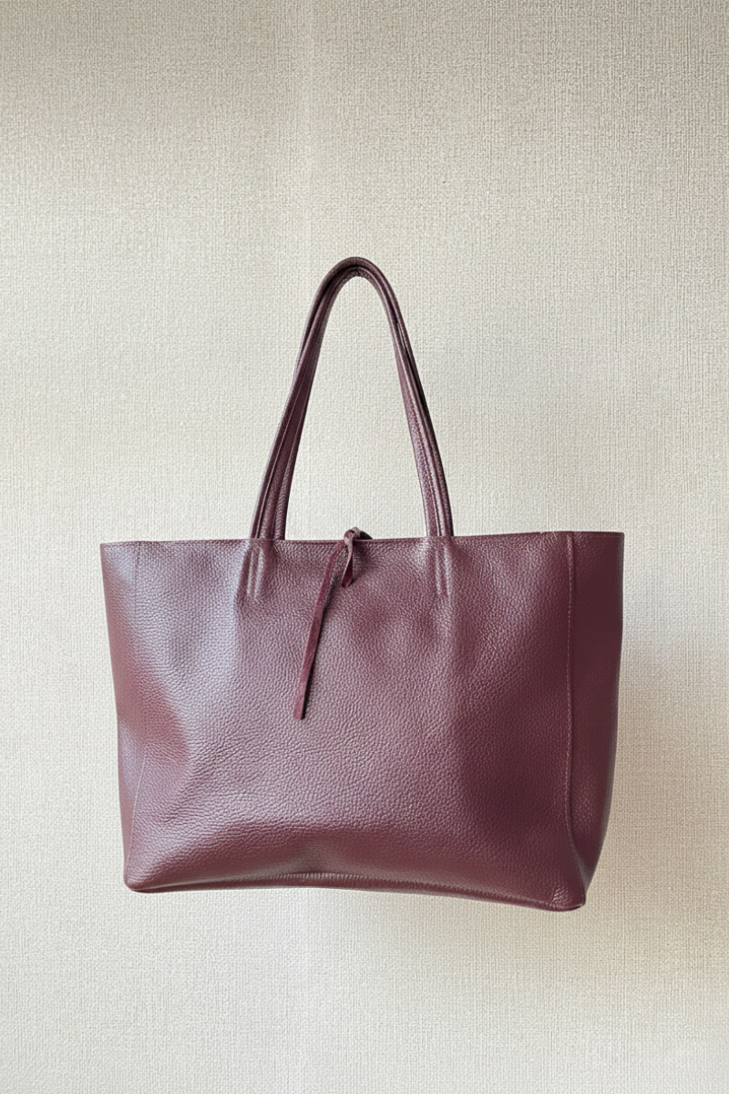 Bolso shopping berenjena con cremallera