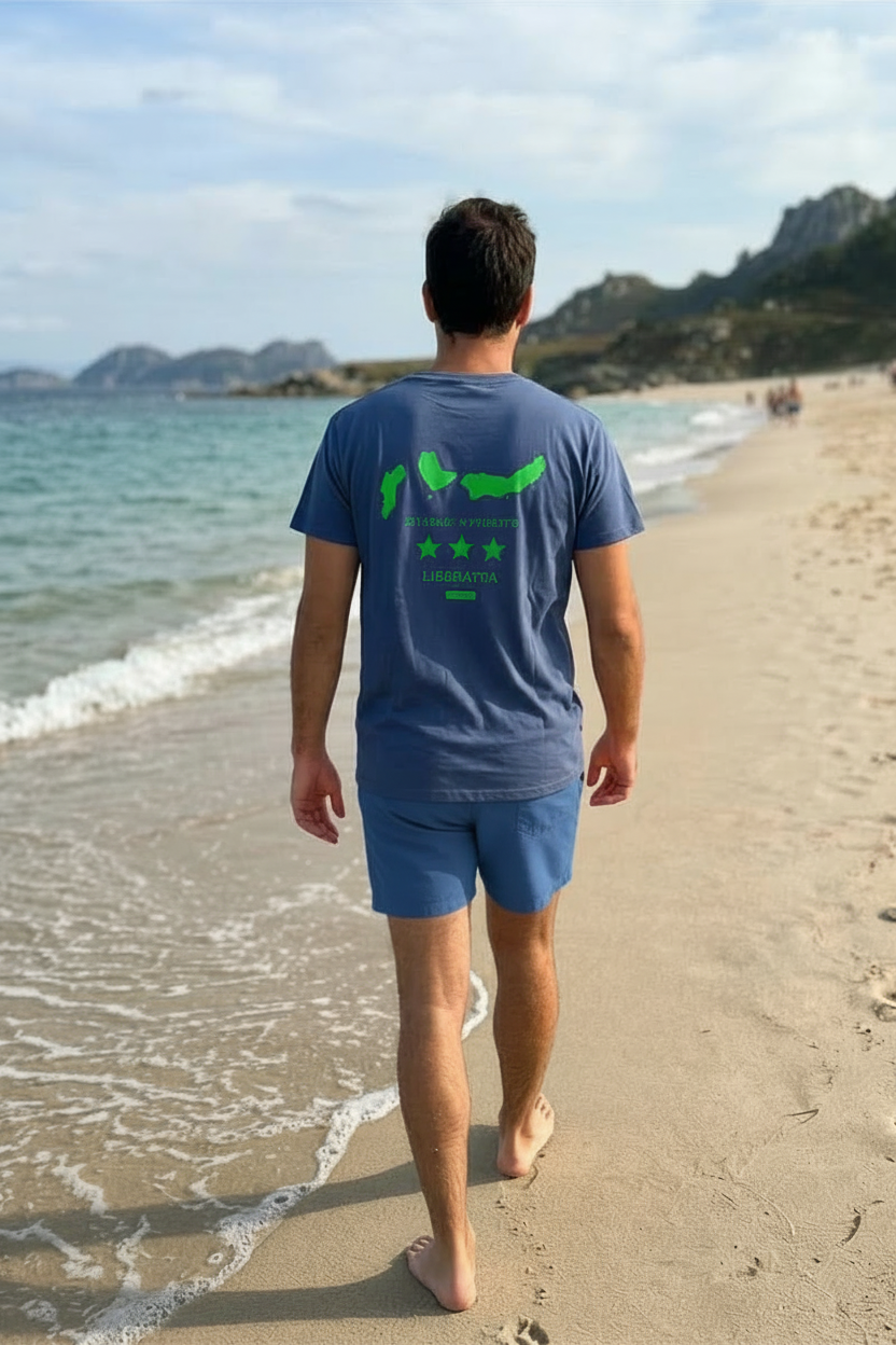 Camiseta azul Islas Cíes en color verde