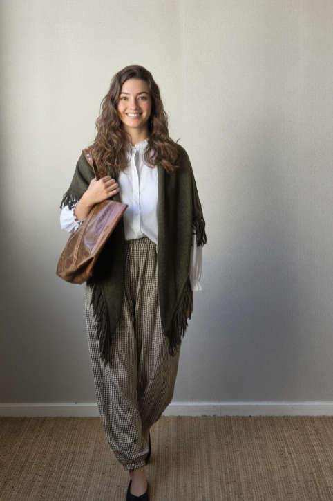 Pantalón bombacho de cuadros verde militar