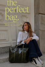 Bolso de piel shopper tachuelas verde