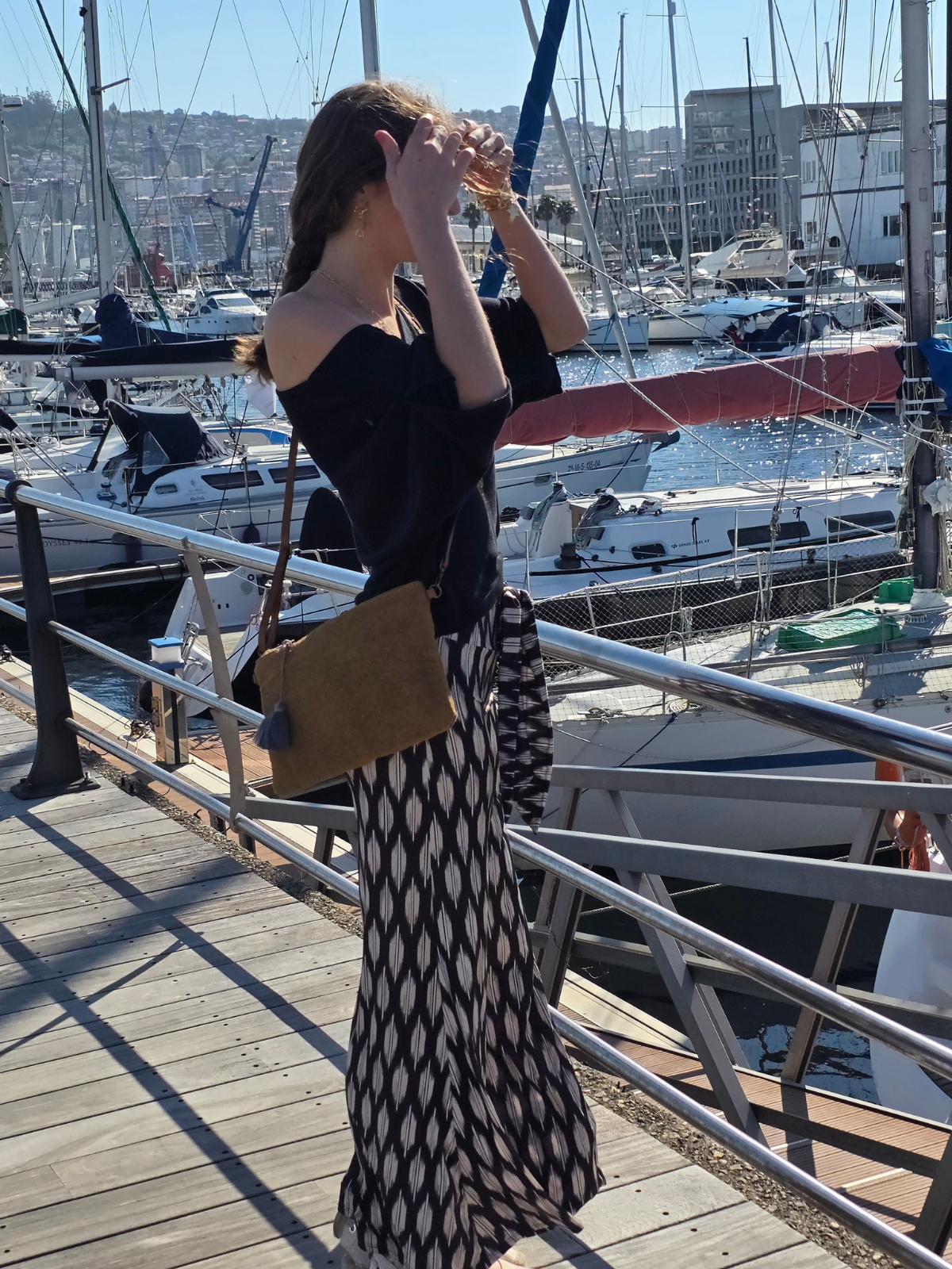 Pantalón Bandeau Estampado Negro