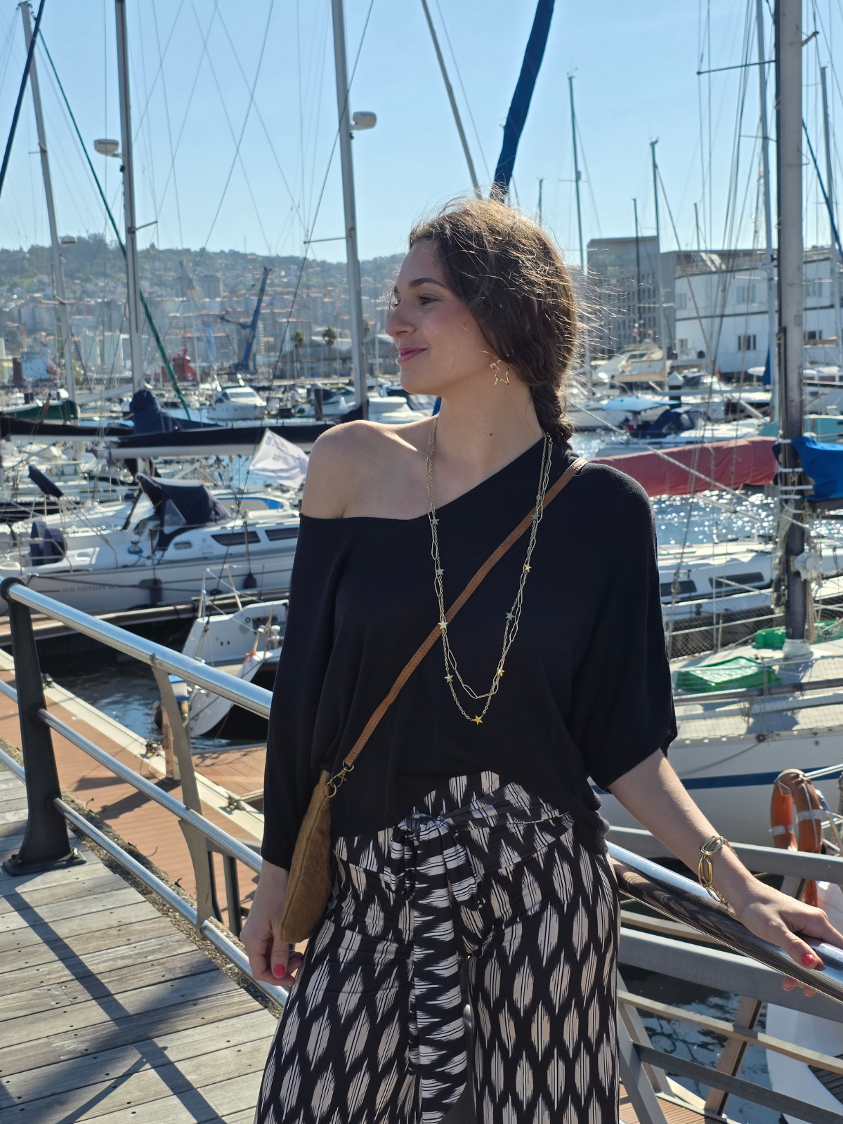 Pantalón Bandeau Estampado Negro