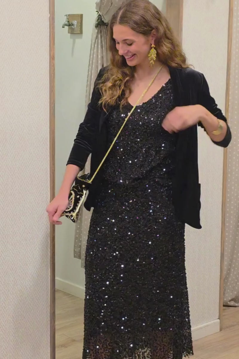 Falda de lentejuelas negra