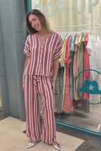 Pantalón de Rayas Rosa