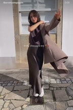 Falda satinada arrugado chocolate