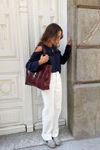 Bolso shopper tachuelas granate
