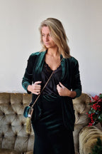 Americana de terciopelo verde