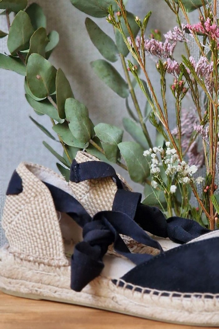 Alpargata Valenciana Lazada Plana - Negro
