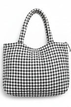 Bolsa acolchada de cuadros de vichy marrón chocolate