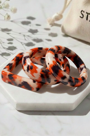 Pulsera Triple Rígidas Animal Print Naranja