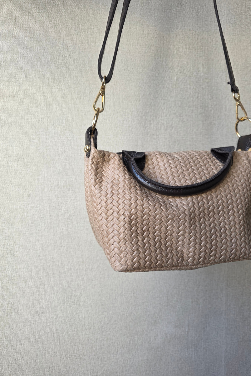 Bolso Bandolera Trenzado Topo