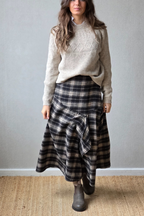 Falda de franela de cuadros escoceses negra