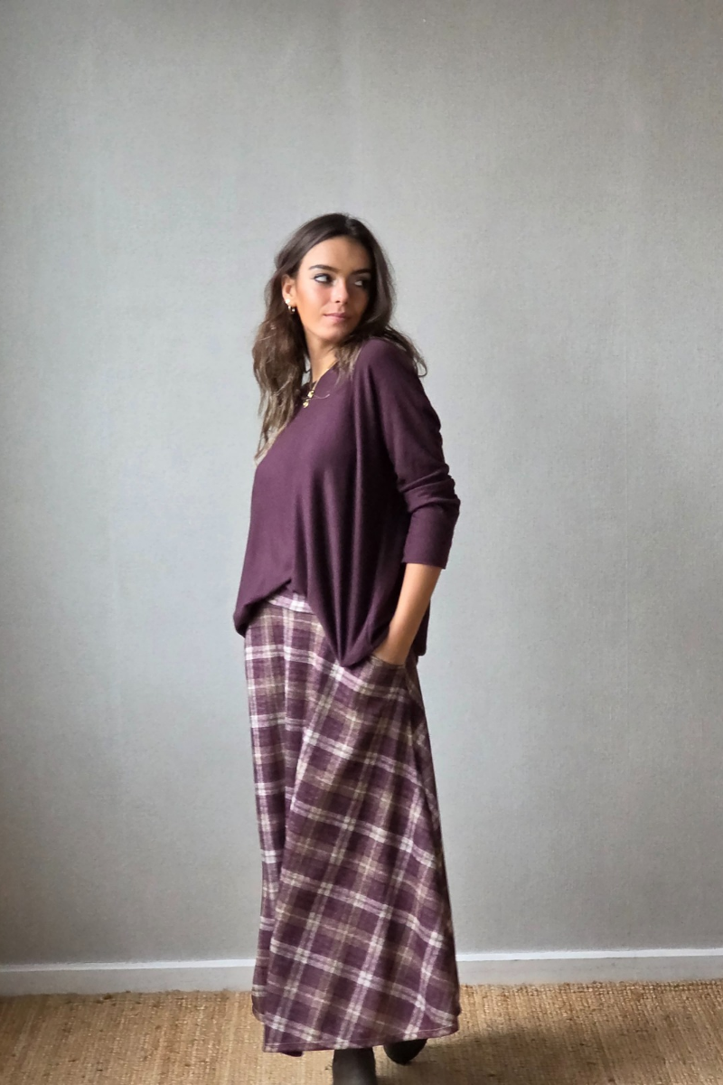 Falda de cuadros Celtic berenjena