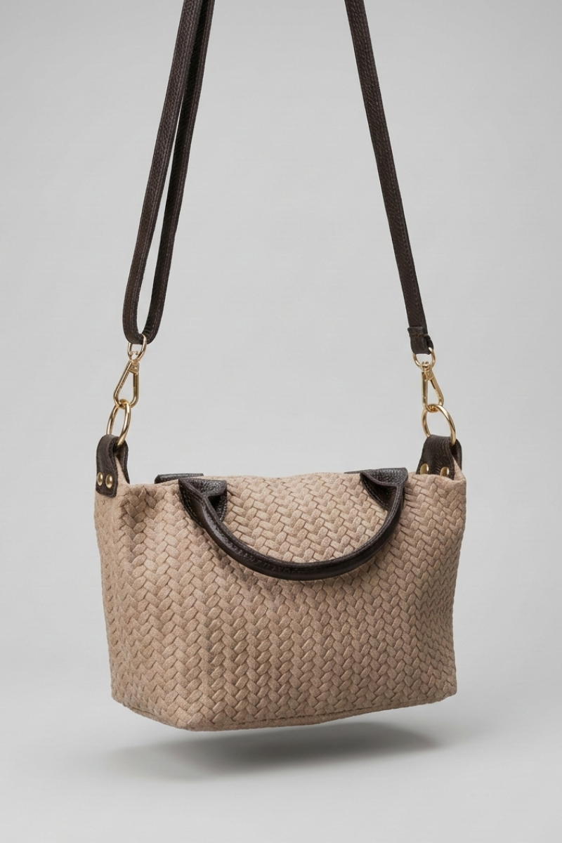 Bolso Bandolera Trenzado Topo